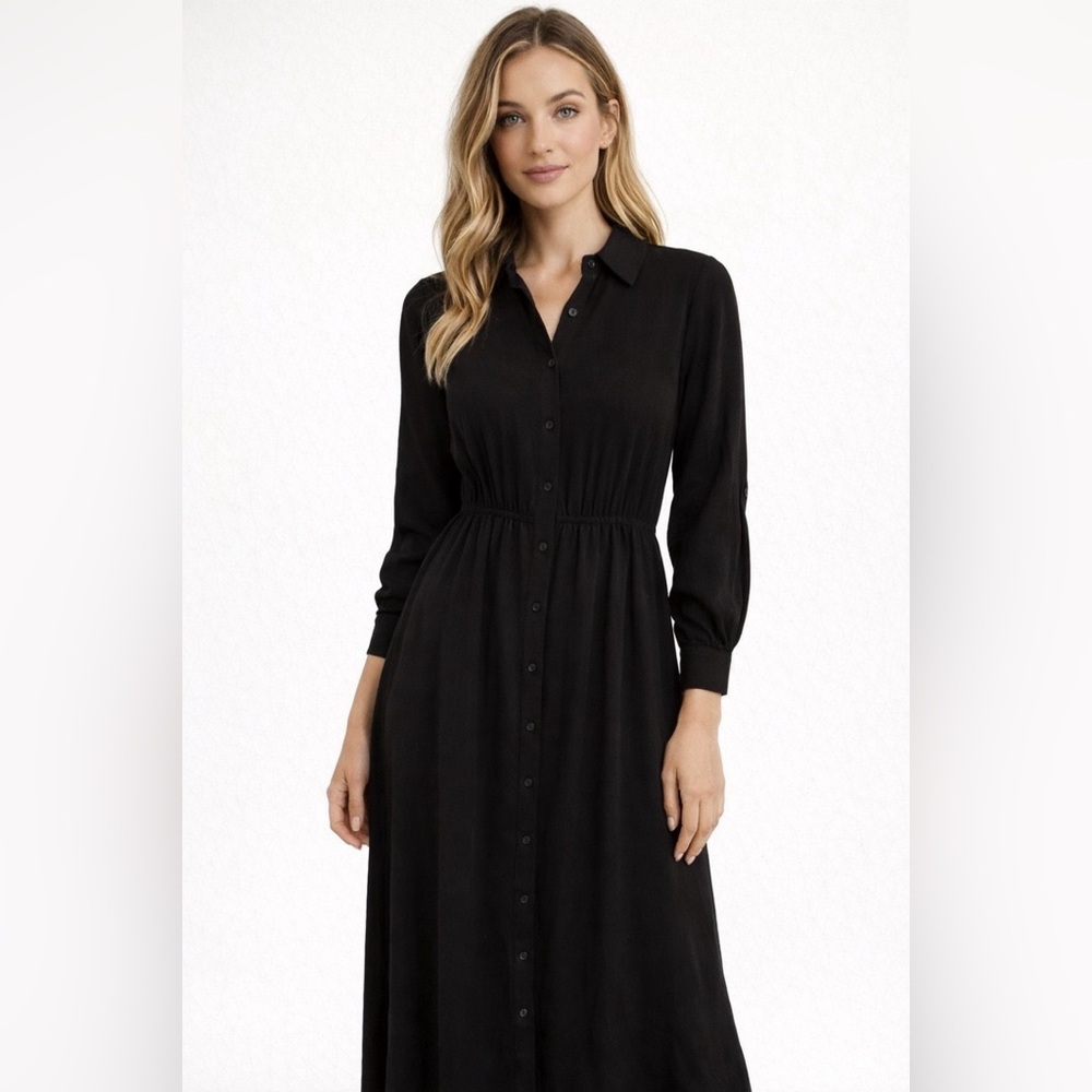 HM Black Dress button down long sleeves size Medium